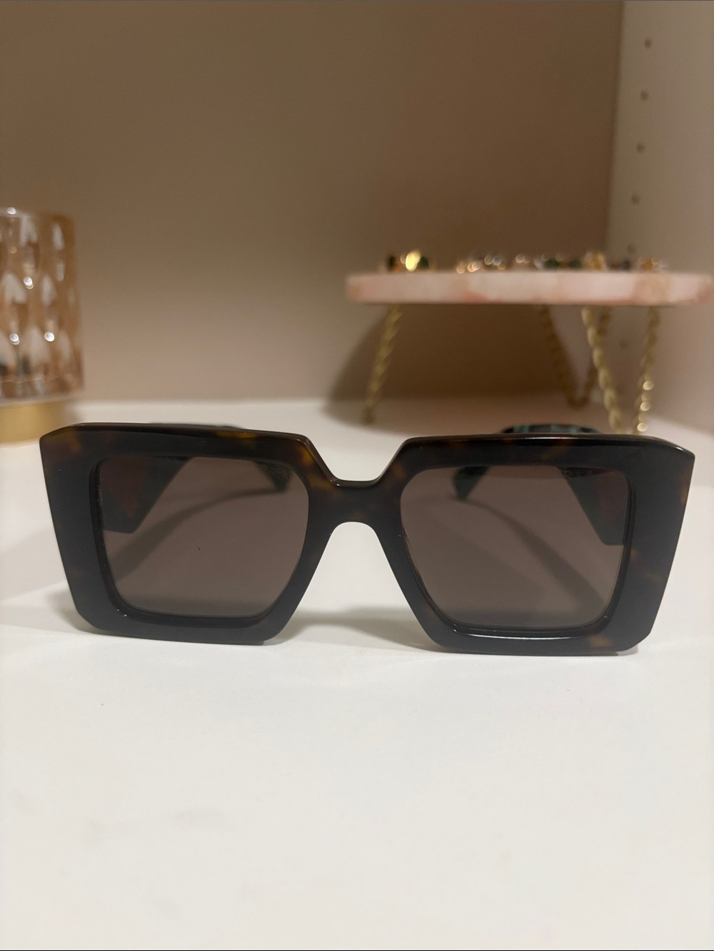 Prada Tortoiseshell Square Sunglasses with Brown Lenses